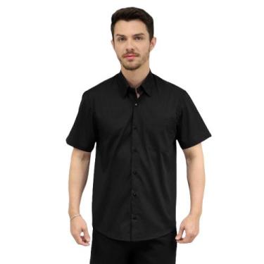 Imagem de Camisa Social Masculina Manga Curta - DEMORGAN, Preto, EGG