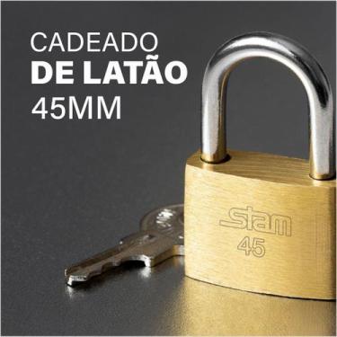 Imagem de Cadeado segurança Stam original zamac E-coat Latão 45mm  Stam