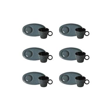 Imagem de Conjunto de Xícaras de Café com Pires Oval Porto Brasil Neo Night Sky 110ml - 6 Peças