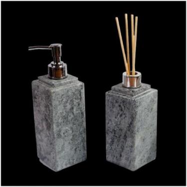 Imagem de Kit Banheiro Bancada Lavabo Luxo Em Pedra Sabão N03 Prata - INDUSTRIA 