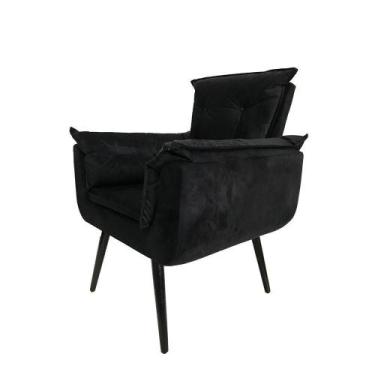 Imagem de Poltrona Opala Decorativa Suede - Preta - Cor: Preto - Rud House