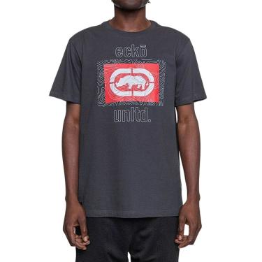 Imagem de Camiseta Ecko Casual Grafite Escuro Logo Vermelha Malha Algodão