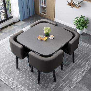 Imagem de Conjunto De Mesa De Jantar Quadrada Redonda Com Ch, Mesa De Conferência Moderna E Conjunto De 4 Canais, Mesa De Recepção E Cadeira Combinada, Conjunto De Mesa De Cozinha De Madeira Para 4 P