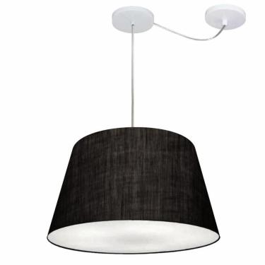 Imagem de Lustre Pendente Cone Com Desvio De Centro Vivare Md-4279 Cúpula Em Tecido 30x40cm - Bivolt Preto 127/220v