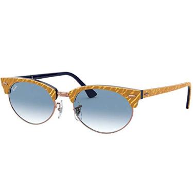 Imagem de Ray-Ban Óculos De Sol Ovais Clubmaster Rb3946, Bege Enrugado Sobre Azul/Azul Claro Degradê, 52 Mm