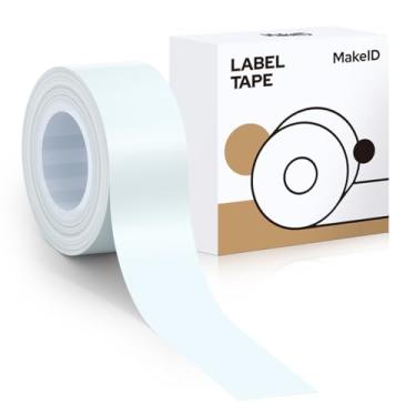 Imagem de MakeID Refil de fita adesiva E1 Q1, 16 mm x 4 m (1,6 cm x 13') adesivo contínuo laminado térmico à prova d'água autoadesivo multiuso substituição de fita de etiquetagem