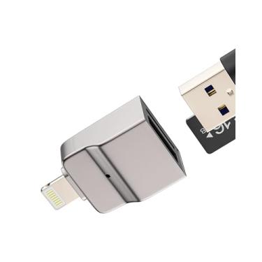 Imagem de Adaptador Lightning para USB para iPhone 14 13 Pro Max para Apple para iPad (2 em 1) cabo leitor de cartão, câmera digital, pen drive, fêmea OTG micro SD, iluminação, adaptador de telefone de