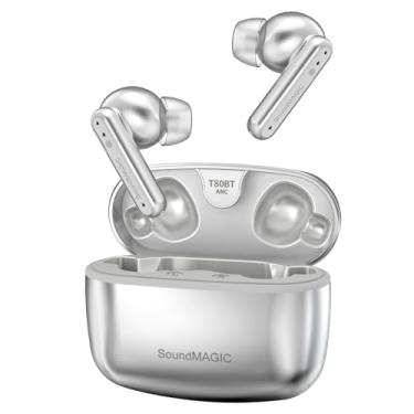Imagem de SoundMAGIC Fones de ouvido T80BT ANC True Wireless com áudio de alta resolução, cancelamento de ruído ativo híbrido, clareza de chamada ENC, tempo de reprodução 20H, impermeável IPX5, ajuste