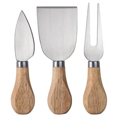 Imagem de Conjunto para Queijo Euro Home Inox/Madeira - 3 Peças