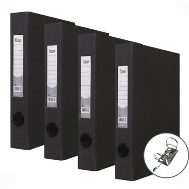 Imagem de Pasta Registradora Fichário AZ Ofício Lombo Estreito Kit 4un Ideal par