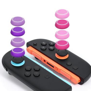 Imagem de DLseego 8 Pegas de polegar projetadas para Nintendo Switch 2 (2025), silicone macio Joycon controle analógico capa protetora antiderrapante botão Joy Con Joystick Caps Covers, círculo - rosa