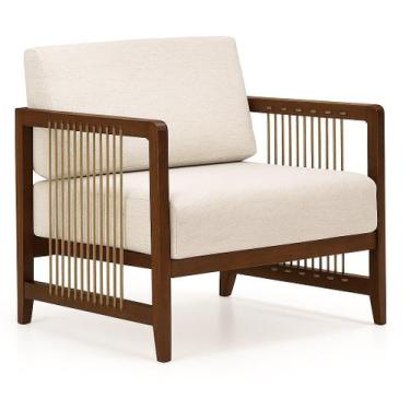 Imagem de Poltrona Lene Madeira Cedro com Opções de Tecido e Corda - Ozki, Linho