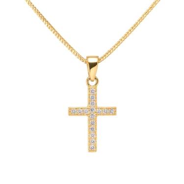 Imagem de VIRENZA Colar Cordao Cruz com Pedras Folheada Ouro 18k