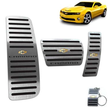 Imagem de Kit Pedaleira + Descanso Chevrolet Camaro Aço Inox Preto