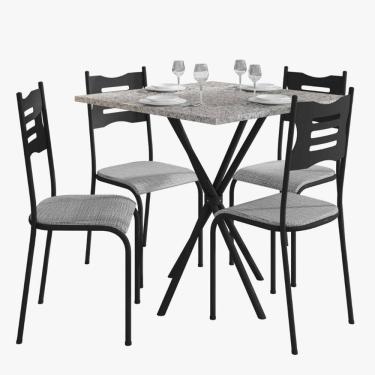 Imagem de Kit Mesa Diamante 542 Sala de Jantar 4 Cadeiras Pés Tubular