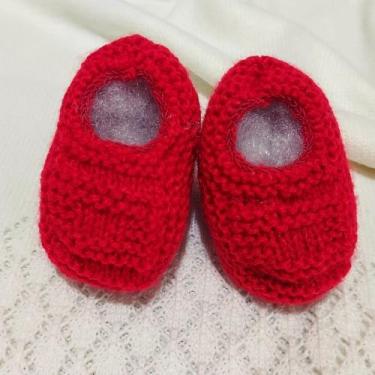 Imagem de Sapatinho de Bebê de Tricô Vermelho - 0 a 3 meses - Lojinha Uai