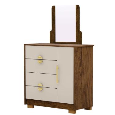 Imagem de Cômoda Sapateira 4 Gavetas Com Espelho Clarabella Imbuia Fendi