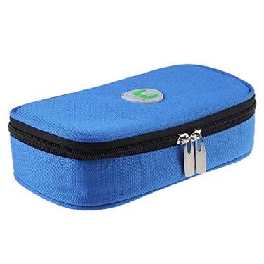 Imagem de Bolsa térmica de viagem médica de tecido Oxford da Parateck com 2 pacotes de gelo para medicamentos diabéticos legais, Blue - No Ice Pack