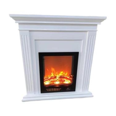 Imagem de Lareira Decorativa Lareira de canto com manto, lareira decorativa autônoma carvalho efeito chama LED realista