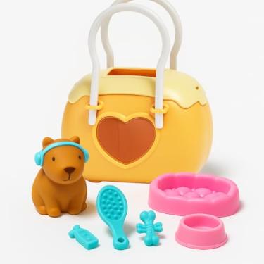 Imagem de Kit Casinha Do Pet Capivara Brinquedo Infantil Maleta Completa Com Acessórios Veterinário Cuidar De Animais Criança Menino Menina (Amarelo)