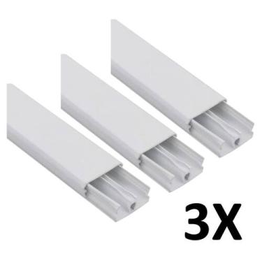 Imagem de Kit 3 Canaleta 2 Divisórias Cabos Fios Fita Dupla Face 2Mt