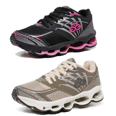 Imagem de 2 Tênis Infantil Feminino Respirável Macio Bege e Pink (BEGE/PRETO PINK, BR, Criança de 4 a 8 anos, Numérico, 29)