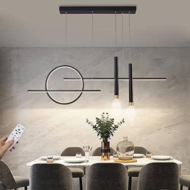Imagem de Luminária pendente LED para sala de jantar, dourada/preta, luminária suspensa para sala de estar, regulável com controle remoto, luz para restaurante, design moderno para sala de jantar, lum