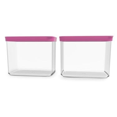 Imagem de Kit Conjunto 02 Potes Herméticos Para Mantimentos Acrílico (Rosa)