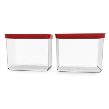 Imagem de Kit Conjunto 02 Potes Herméticos Para Mantimentos Acrílico (Vermelho)