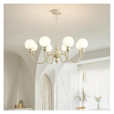 Imagem de Lustre de vidro creme Wind, moderno, com lâmpada de vidro, pendente, para quarto, sala de estar, cozinha, sala de estudo, lâmpadas de lustre