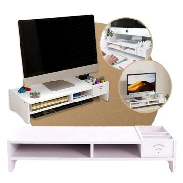 Imagem de Suporte Mesa Monitor Para Notebook De MDF Stand Desk Base Home Organizador Office Setup