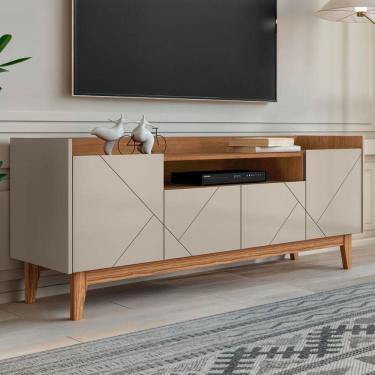 Imagem de Rack para TV Até 65 Polegadas Andriely 4 Portas Off White/Cedro - Pnr Móveis
