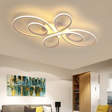 Imagem de Luminária de teto embutida para sala de estar e jantar, luminária de quarto regulável com controle remoto, lustre de acrílico com design de flores chique para cozinha, corredor, sala de esta