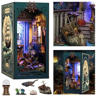 Imagem de ISSEVE Book Nook Kit, DIY 3D Wooden Puzzle Dollhouse Booknook for Adults, Tiny Miniature House Kit Bookshelf Decor with LED Light and Dust Cover, Gifts for Family and Friends (Sea Maze)