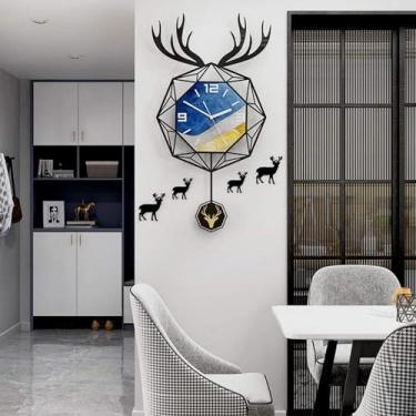 Imagem de Relógio de parede com arte silenciosa, relógio de parede acrílico, operado por bateria, sem tique-taque, relógio de pendurar com pêndulo silencioso, moderno, elegante decoração de casa para sala de