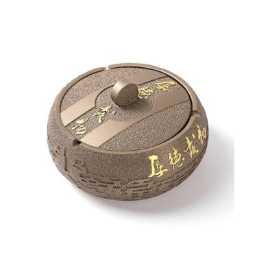 Imagem de Cinzeiro de ervas daninhas cinzeiro de resina com tampa, cinzeiro fácil de limpar, adequado para uso doméstico, escritório e pátio interior ou exterior cinzeiros para cigarros (tamanho: B)