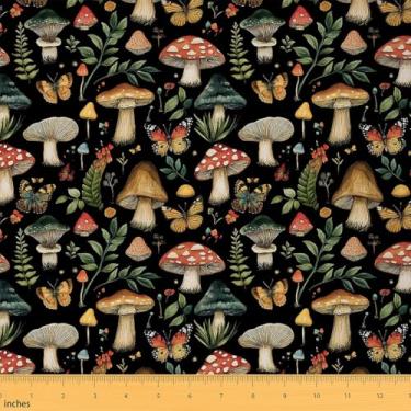 Imagem de jejeloiu Tecido de cogumelo da The Yard 1 jarda Kids Boho 3D Dino Print Tecido estofado para cadeiras para meninos meninas adolescentes tecido impermeável ao ar livre