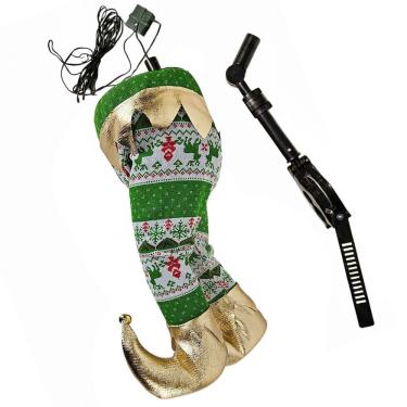 Imagem de Pernas Duende Elfo Natal Arvore Natalino Movimento Flexivel Chuta Movimenta Decoraçao Animada Janela Casa Loja Comercio