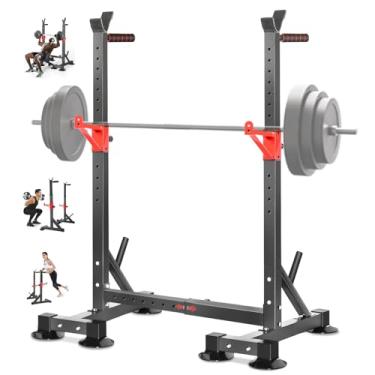 Imagem de Cavalete Barra Torre Regulável Supino Agachamento Biceps, Estação de Barra de Mergulho para Treinamento de Força, Suporte de Suporte de Agachamento Ajustável com Suporte de Barra