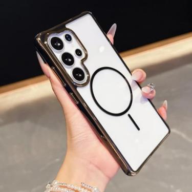 Imagem de Capa magnética dupla colorida para Samsung Galaxy S25 Ultra S24 S23 Fe Plus A15 A16 A35 A36 A55 A56 5g (para Galaxy S25+/preto)