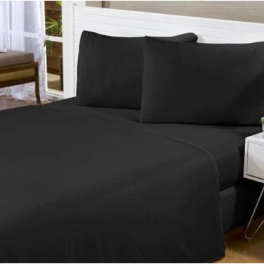 Imagem de Jogo de Cama Solteiro Microfibra Preto - 03 Peças - Doce Lar Enxovais