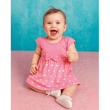 Imagem de Body Vestido Bebê Cotton 96% Coração Ombro Americano Rosa Natural Azul