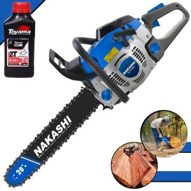 Imagem de Motosserra Nakashi NCS650 Profissional À Gasolina 65cc Alta Potência Com Sabre 20’` Corrente 28 Dentes, Carburador Walbro e Vela NGK + ÓLEO TOYAMA 2T