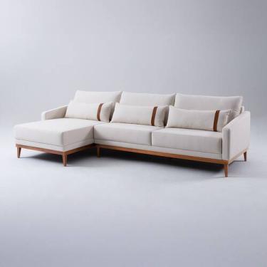 Imagem de Sofá Living Fixo com Chaise Esquerdo 5 Lugares 300cm Lisboa com Almofa