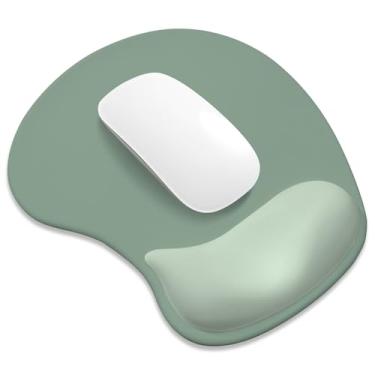 Imagem de ITNRSIIET Mouse pad ergonômico, descanso de pulso de gel acolchoado, base antiderrapante, superfície lisa, compatível com todos os ratos para escritório e jogos, acessório de mesa, 24 x 21 cm, verde