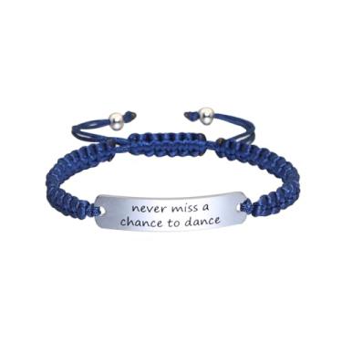 Imagem de Pulseira de identificação de corda trançada para presente de dançarina Meiba Gravada Never Miss a Chance to Dance Pulseira ajustável presente para professores de dança, Adjustable, Nylon, Sem Pedra
