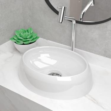 Imagem de Cuba Pia de Apoio Sobrepor Oval 39x29 Branca Banheiro Lavabo Beltempo BT-2102