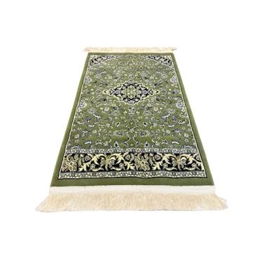 Imagem de Tapete de oração muçulmana premium – 0,8 cm de espessura macia sajadá islâmica – tapete de oração portátil para homens e mulheres – presente Eid, Ramadan, Hajj e Umrah (verde)