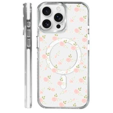 Imagem de MQJCYB Capa magnética para iPhone 15 Pro Max design em base transparente, compatível com MagSafe, capa protetora fina de TPU macio para telefone feminino e meninas capa para iPhone 15 Pro Max - lindas
