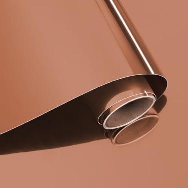 Imagem de VaryPaper Papel de parede espelhado dourado champanhe 39.9 cm x 199.9 cm papel de contato espelhado para armários autoadesivos eletrodomésticos geladeira vinil envoltório flexível espelhado adesivos